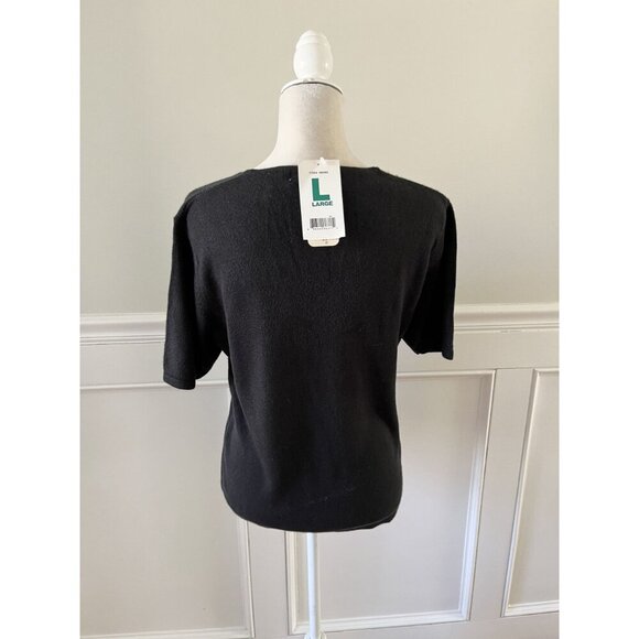 Carolyn Taylor Essentials NWT L Black Short Sleeve Soft Sweater - Picture 3 of 4